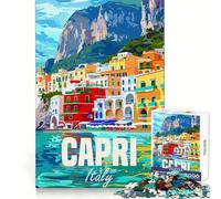 Rompecabezas para Adultos de la Isla de Capri, Italia, 1000 Piezas, para ejercitar la Memoria, diversión Tranquila, Bordes limpios, Regalo Memorable (50x75cm)