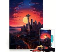 Rompecabezas para Adultos de la Space Needle de Seattle, WA, 1000 Piezas, Juguete para ejercitar la Mente, Ideal para Relajarse y armar una Imagen, Regalo artístico (50x75cm)