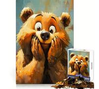 Rompecabezas para Adultos de Oso de Dibujos Animados con expresión de Sorpresa, 1000 Piezas, para ejercitar la Mente, calmar y distraer, Bordes Uniformes, Arte, (38x26cm)