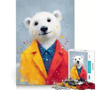 Rompecabezas para Adultos de Oso Polar con Traje Colorido, 1000 Piezas, Juguete para ejercitar la Mente, Ideal para Relajarse y armar una Imagen, Regalo artístico (38x26cm)