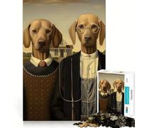 Rompecabezas para Adultos de Parodia del Perro gótico Americano,1000 Piezas,Juego para estimular la Mente, Corte láser,Actividad Relajante para Grupos en Interiores (38x52cm)