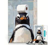Rompecabezas para Adultos de pingüino con Papel higiénico en la Cabeza, 1000 Piezas, Rompecabezas Mental para Relajarse, patrón de ensamblaje, artículo de Santa Claus (50x75cm)