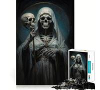 Rompecabezas para Adultos de Santa Muerte con túnica Blanca, 1000 Piezas, Rompecabezas Mental para Relajarse, patrón de ensamblaje, artículo de Santa Claus (50x75cm)