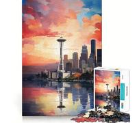 Rompecabezas para Adultos de Seattle con Pintura al óleo, 1000 Piezas, Rompecabezas para ejercitar la Mente, relajación Mental, patrón de ensamblaje, artículo de Santa Claus (50x75cm)