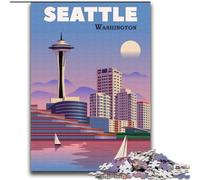 Rompecabezas para Adultos de Seattle, WA, Arte de Viaje para Mayores de 14 años, Juegos educativos para Adultos y Adolescentes, Obra de Arte de Regalo (38x52cm) 1000 Piezas