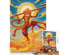 Rompecabezas para Adultos de Sun Wukong de 1000 Piezas Fortalece la Memoria Arte de Bordes limpios y tranquilos Coleccionable 38x52cm
