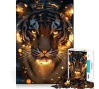 Rompecabezas para Adultos de Tigre con Pelaje Brillante, 1000 Piezas, Juguete para ejercitar la Mente, diseño Relajante, Regalo de Papá Noel 38x26cm