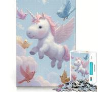 Rompecabezas para Adultos de Unicornio y pájaros en el Cielo,1000 Piezas,Juego Mental,Regalo,Troquelado de Alta precisión,Actividad Relajante para Grupos en Interiores (38x26cm)