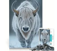Rompecabezas para Adultos de Yak Blanco en Invierno y Bisonte 1000 Piezas Juego Mental Regalo Troquelado de Alta precisión Actividad Relajante para Grupos en Interiores (50x75cm)