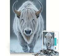 Rompecabezas para Adultos de Yak Blanco en Invierno y Bisonte 1000 Piezas Juego Mental Regalo Troquelado de Alta precisión Relajante para Grupos (38x52cm)
