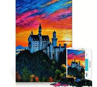 Rompecabezas para Adultos del Castillo de Neuschwanstein al Atardecer, 1000 Piezas, Juguete para la Mente, Tiempo de relajación, Corte de Calidad, Regalo preciado (38x52cm)
