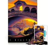Rompecabezas para Adultos del Puente de Rialto de Venecia,1000 Piezas,Juego Mental,Regalo,Troquelado de Alta precisión,Actividad Relajante para Grupos en Interiores (38x52cm)