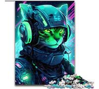Rompecabezas para Adultos, diseño de Gato Astronauta, Arte Digital, desafiantes Rompecabezas de 26x38cm, Juego de ingenio, Juego Interactivo Familiar, Apto para Mayores de 14 años.