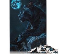 Rompecabezas para adultos, diseño de pantera mística con luz de luna, rompecabezas para adultos, juego educativo, desafío, juguete de 38 x 26 cm, 1000 piezas