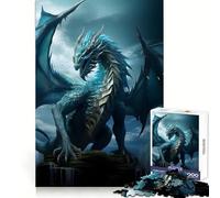 Rompecabezas para Adultos Dragón Azul Anciano del Agua 1000 Piezas Poder de Memoria Recreación Pacífica Ajuste Perfecto Regalo (38X52CM)