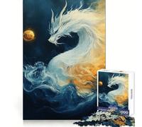 Rompecabezas para Adultos Dragón Blanco en Las Nubes, 1000 Piezas, Pensamiento estratégico, Escapada Consciente, Ajuste preciso, Bonito Regalo (50x75cm)