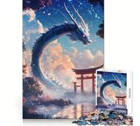 Rompecabezas para Adultos Dragón Blanco y Puerta Torii, 1000 Piezas, Pensamiento estratégico, Escapada Consciente, Ajuste preciso, Bonito Regalo (38x26cm)