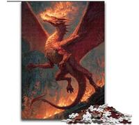 Rompecabezas para Adultos Dragón de Llamas, un Juego desafiante para Disfrutar en Familia con Piezas aleatorias Que encajan Perfectamente tamaño 50x75cm