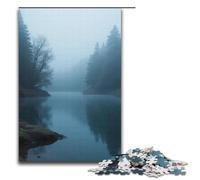 Rompecabezas para Adultos El Lago en la Niebla Parece un país de Las Hadas 1000 Piezas Rompecabezas de Madera para Adultos y niños a Partir de 12 años 1000 Piezas (38 x 26 cm)