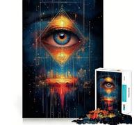Rompecabezas para Adultos El Ojo Que Todo lo Ve con Paisaje Urbano,1000 Piezas,Juego de Memoria Mental,Corte de Alta precisión,Manualidades,Tiempo de Tranquilidad,Ejercicio Mental en casa (38x26cm)