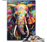 Rompecabezas para Adultos, Elefantes de Arte Colorido, desafiantes Rompecabezas de 26x38cm, Juego de ingenio, Juego Familiar Interactivo, Apto para Mayores de 14 años.