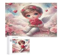 Rompecabezas para adultos en ángel pequeño lindo rompecabezas de madera de 1000 piezas difíciles y de desafío para niños, juego familiar divertido (75×50cm)