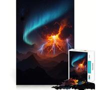 Rompecabezas para Adultos Erupción volcánica con Aurora Boreal de 1000 Piezas Juego Mental Regalo Ideal Troquelado de Alta precisión Actividad Relajante para Grupos en Interiores (38x52cm)