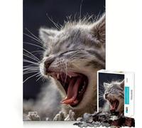 Rompecabezas para Adultos Gatito bostezando de 1000 Piezas,Juego para estimular la Mente,diseño Ajustado sin Huecos,Regalo de cumpleaños,Juguete para ejercitar la Mente (50x75cm)