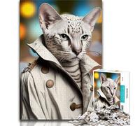 Rompecabezas para Adultos Gato de Bengala fotogénico 1000 Piezas Regalo para Adultos desafiante difícil con Piezas de Formas aleatorias Totalmente entrelazadas 26x38cm