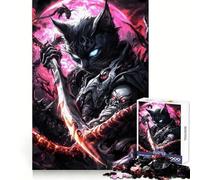 Rompecabezas para Adultos Gato Demonio Negro 1000 Piezas Poder Mental Calma Distracción Bordes Uniformes Arte (38x52cm)