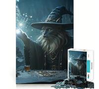 Rompecabezas para Adultos Gato Mago Lanzando un Hechizo de 1000 Piezas Juego para estimular la Mente Diseño Ajustado sin Huecos Regalo de cumpleaños Juguete para ejercitar la Mente (38x52cm)