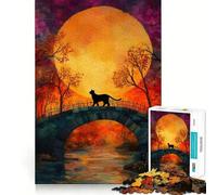 Rompecabezas para Adultos Gato Negro Brujería de 1000 Piezas,para desarrollar la Memoria,de Ajuste Estable,sin Piezas Que se muevan,Compacto y Divertido para Jugar en Familia (38x26cm)