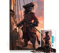 Rompecabezas para Adultos: Gato Pirata en la Cubierta de un Barco, 1000 Piezas, Rompecabezas Mental para Relajarse, patrón de ensamblaje, artículo de Santa Claus (38x26cm)
