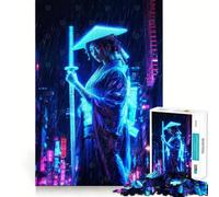 Rompecabezas para Adultos Geisha de neón bajo la Lluvia de 1000 Piezas Juguete para desafiar la Mente, Ideal para Relajarse Corte de Calidad Regalo Ideal (38x26cm)
