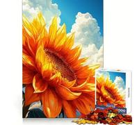 Rompecabezas para Adultos Girasol Vibrante contra Cielo Nublado de 1000 Piezas Estimula la Agilidad Mental, es fácil de Usar y se ensambla fácilmente (50x75cm)