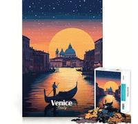 Rompecabezas para Adultos Góndola al Atardecer en Venecia de 1000 Piezas Juego Mental Regalo Ideal Troquelado de Alta precisión Actividad Relajante para Grupos en Interiores (38x26cm)
