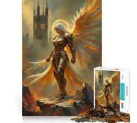 Rompecabezas para Adultos Guerrero Angélico de 1000 Piezas,Juego de lógica,Corte de precisión,Bordes Lisos, reuniones Familiares (50x75cm)