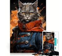 Rompecabezas para Adultos Guerrero Gato de 1000 Piezas Juego Mental Regalo Ideal Troquelado de Alta precisión Actividad Relajante para Grupos en Interiores (38x26cm)