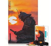 Rompecabezas para Adultos Guerrero samurái al Atardecer de 1000 Piezas, Rompecabezas para ejercitar la Mente, patrón Relajante, artículo de Santa Claus (38x26cm)