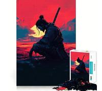 Rompecabezas para Adultos Guerrero samurái al Atardecer de 1000 Piezas Un desafío Mental para Relajarse Ideal para armar Un artículo de Deseo de Papá Noel (50x75cm)