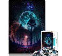 Rompecabezas para Adultos: Hermoso Bosque con Luna Llena 1000 Piezas Ideal para Adultos y Adolescentes a Partir de 14 años Juego Imposible (26x38cm)