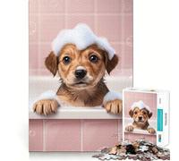 Rompecabezas para Adultos Hora del baño del Cachorro de 1000 Piezas Rompecabezas Mental para Disfrutar del Montaje Lento de la Imagen (50x75cm)