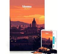 Rompecabezas para Adultos Horizonte de Viena al Atardecer - 1000 Piezas - Juego Mental - Regalo - Troquelado de Alta precisión - Actividad Relajante para Grupos en Interiores (38x52cm)