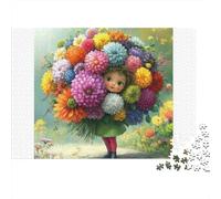 Rompecabezas para Adultos Ilustración de niña floral1000 Piezas Juguete Colorido Rompecabezas Familiar Regalos para Hombres para Adultos Y Adolescentes 52x38cm/1000pcs