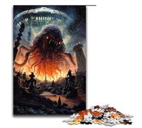 Rompecabezas para Adultos Invasión de Cthulhu 1000 Piezas Rompecabezas de Madera para Adultos y niños Mayores de 14 años 75x50cm