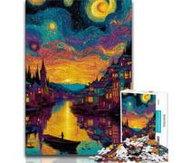 Rompecabezas para Adultos: Italia bajo el Cielo Nocturno Rompecabezas de 1000 Piezas Juego Familiar para aliviar el estrés Un desafío difícil Regalos y Juguetes geniales (50x75cm)