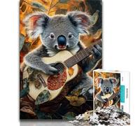 Rompecabezas para Adultos: Koala Tocando la Guitarra 1000 Piezas Juego Familiar para aliviar el estrés Un desafío difícil Regalos y Juguetes geniales (26x38cm)