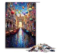 Rompecabezas para Adultos La Colorida psicodelia de Venecia 1000 Piezas Rompecabezas de Madera para niños a Partir de 14 años Juego desafiante 75 x 50 cm
