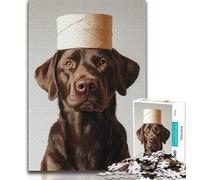 Rompecabezas para Adultos: Labrador Jugando con Papel higiénico Rompecabezas para Adolescentes Alivia el estrés, Pasa el Tiempo en casa y Juega con Tus Hijos (tamaño 75x50cm)