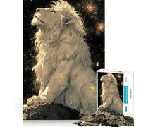 Rompecabezas para Adultos León Blanco bajo Las Estrellas de 1000 Piezas Juego Mental Regalo Ideal Troquelado de Alta precisión Actividad Relajante para Grupos en Interiores (38x26cm)